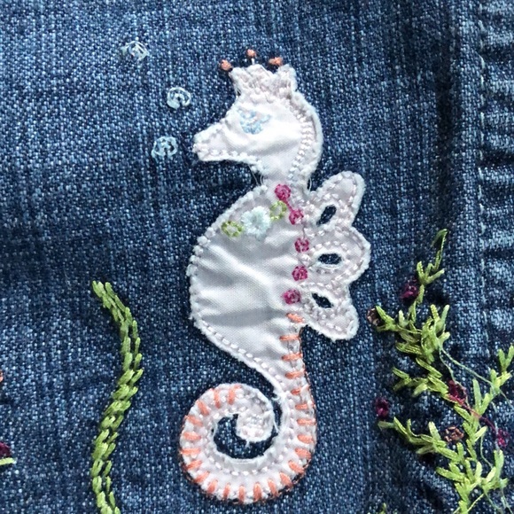 Baby gap jeans snap crotch elastic waist embroidered appliqué 12-18 Months - Picture 8 of 12